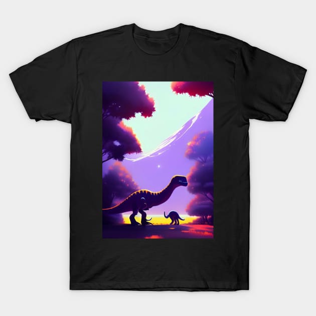 ABSTRACT PURPLE DINOSAUR IN MOUTAINS T-Shirt by sailorsam1805